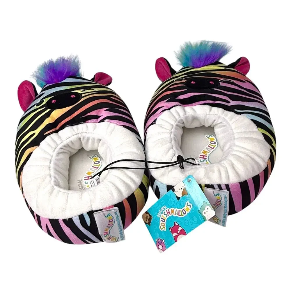 NEW Squishmallows Girls Plush Body Step In SLIPPER SHOES 4/5 Safiyah Zebra NWT